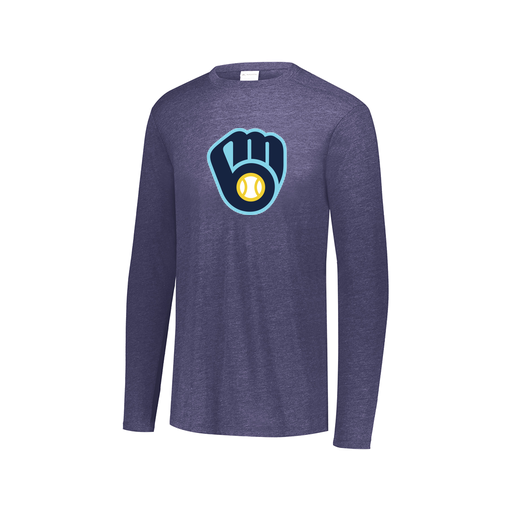 [FTLCUBNV-AXS-LOGO2] Decker Men's Tri-Blend T-Shirt - Long Sleeve (Adult XS, Navy, Logo 2)