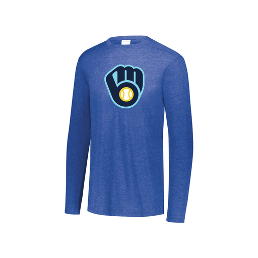 [FTLCUBRY-YS-LOGO2] Decker Youth Tri-Blend T-Shirt - Long Sleeve (Youth S, Royal, Logo 2)