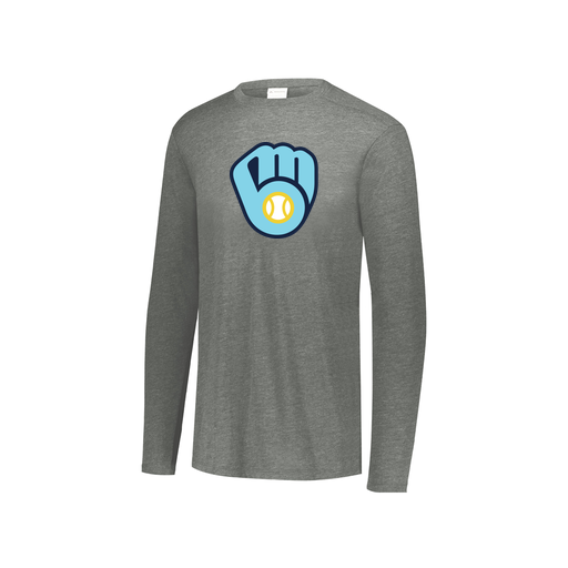 [FTLCUBGY-YS-LOGO1] Decker Youth Tri-Blend T-Shirt - Long Sleeve (Youth S, Gray, Logo 1)