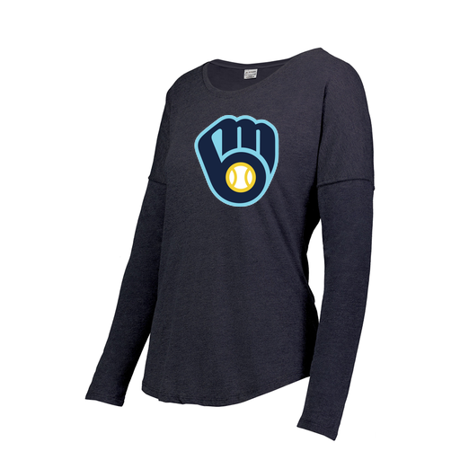 [FTLCUBNV-FAXS-LOGO2] Decker Women's Tri-Blend T-Shirt - Long Sleeve (Female Adult XS, Navy, Logo 2)